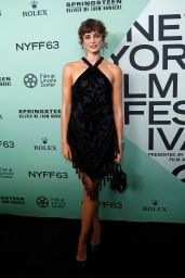 Taylor Hill Ignites Springsteen Premiere With Fringed Velvet Midnight Mini Dress