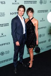 Taylor Hill Ignites Springsteen Premiere With Fringed Velvet Midnight Mini Dress
