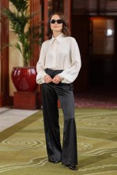Zoey Deutch Debuts Monochrome Power Look at Deauville – Sept 2025