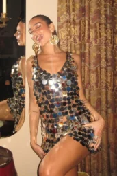 Dua Lipa Wears Dazzling Rabanne Chainmail Mini Dress for Shoot