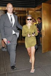 Addison Rae Pairs Knit Mini-Dress with Unexpected Flip-Flops for NYC Appearance