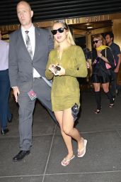 Addison Rae Pairs Knit Mini-Dress with Unexpected Flip-Flops for NYC Appearance