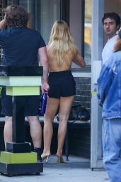 Addison Rae Wears Gold Bodysuit on New York City Street
