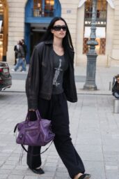 Amelia Gray Embraces Grunge Chic with an Oversized Jacket and a Balenciaga Bag