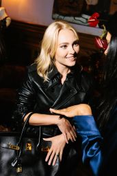 AnnaSophia Robb Selects Timeless Black Polka Dot Sheer Dress in New York