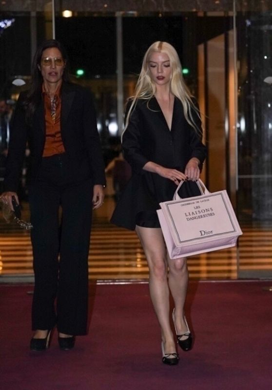 Anya TaylorJoy Selects Chic Black Minidress for Paris Afterparty