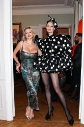 Caroline Vreeland Wears Liquid Print Dress at Christian Siriano Preview