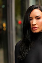 Demi Lovato Wears Second Skin Bodysuit and Faux Fur at Coperni