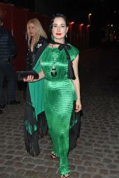 Dita Von Teese in Vibrant Green Leaving Chiltern Firehouse