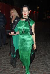 Dita Von Teese in Vibrant Green Leaving Chiltern Firehouse