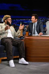 Doja Cat Juxtaposes Casual Knitwear With Crystal Tights on Fallon 2025