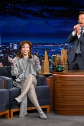Doja Cat Juxtaposes Casual Knitwear With Crystal Tights on Fallon 2025