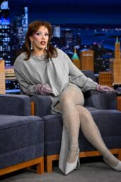 Doja Cat Juxtaposes Casual Knitwear With Crystal Tights on Fallon 2025