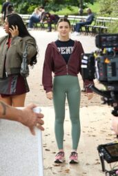 Ella Hunt Channels Sporty-Casual Chic While Filming "Not Suitable for Work" in Central Park