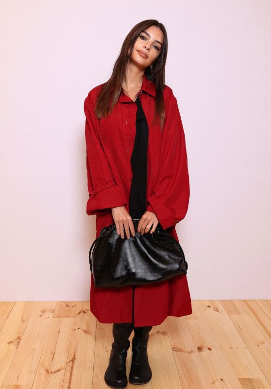 Emily Ratajkowski Champions Voluminous Red at Loewe Show