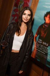 Emily Ratajkowski Layers Leather Trench Over Chic Crop Top in New York