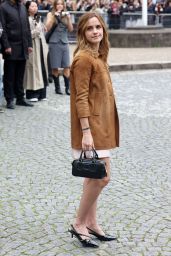 Emma Watson Embraces Minimalist Suede for Miu Miu Show