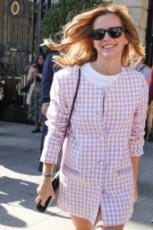 Emma Watson Selects Gingham Mini-Dress and Knee-High Boots in Paris
