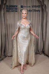Hannah Waddingham In Glittering Gold Column Gown With Cape At Albies