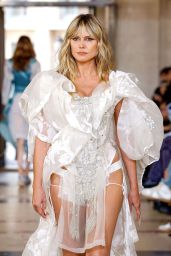 Heidi Klum Theatrical White Gown Paris Fashion Week 2025