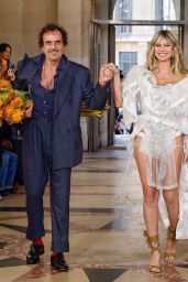 Heidi Klum Theatrical White Gown Paris Fashion Week 2025