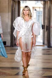 Heidi Klum Theatrical White Gown Paris Fashion Week 2025