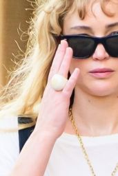 Jennifer Lawrence Off-Duty Chic: Flared Denim and The Row Slippers