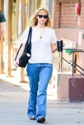 Jennifer Lawrence Off-Duty Chic: Flared Denim and The Row Slippers