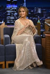 Jennifer Lopez Wears Elie Saab Sequins for Fallon Interview