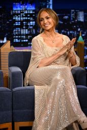 Jennifer Lopez Wears Elie Saab Sequins for Fallon Interview