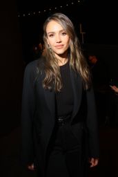 Jessica Alba Wears Leather Mini Outfit at Paris Fashion Week