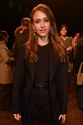 Jessica Alba Wears Leather Mini Outfit at Paris Fashion Week