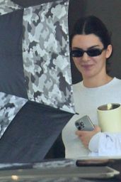 Kendall Jenner With Mug in Simple Sweater for a CA Outing