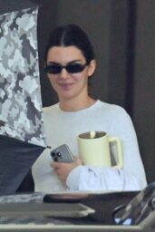 Kendall Jenner With Mug in Simple Sweater for a CA Outing