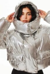 Kylie Jenner Debuts Khy’s Silver Puffer in Fall 2025 Collection