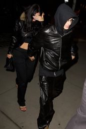 Kylie Jenner in Black Leather Look with Timothee Chalamet in NYC