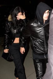 Kylie Jenner in Black Leather Look with Timothee Chalamet in NYC