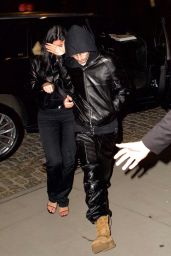 Kylie Jenner in Black Leather Look with Timothee Chalamet in NYC