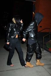 Kylie Jenner in Black Leather Look with Timothee Chalamet in NYC