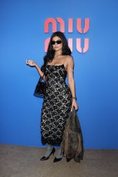 Kylie Jenner Layers Lace Dress with Socks and Pumps at Miu Miu