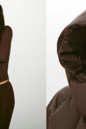 Kylie Jenner Models Monochrome Dark Brown Puffer For Khy Fall 2025
