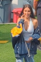 Madison Beer Embraces Sporty Chic In Bomber Jacket And Halter Top