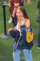 Madison Beer Embraces Sporty Chic In Bomber Jacket And Halter Top