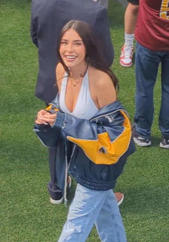 Madison Beer Embraces Sporty Chic In Bomber Jacket And Halter Top