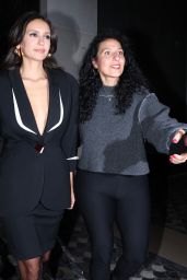 Nina Dobrev Embodies Chic 80s Power Dressing in Monochrome Skirt Suit