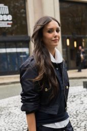 Nina Dobrev Miu Miu Schoolgirl Style at Paris Fashion Week