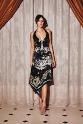 Nina Dobrev Wears Silk Paisley Handkerchief Dress For October Photoshoot