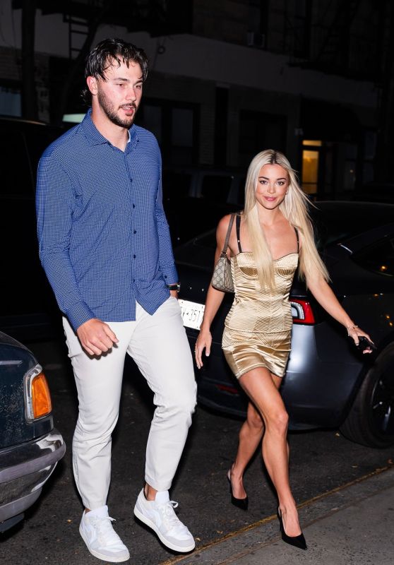 Olivia Dunne Selects Gold Corset Mini Dress for New York Birthday