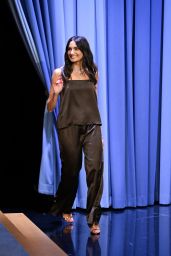 Paige DeSorbo Selects Silk Pajama Set for Tonight Show Appearance