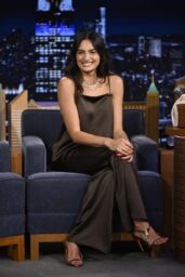 Paige DeSorbo Selects Silk Pajama Set for Tonight Show Appearance